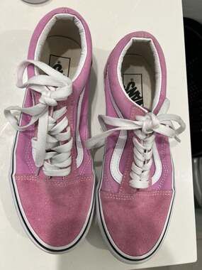 Vans Old Skool Orchid Pink & True White Canvas Suede Sneakers Size Women's 8